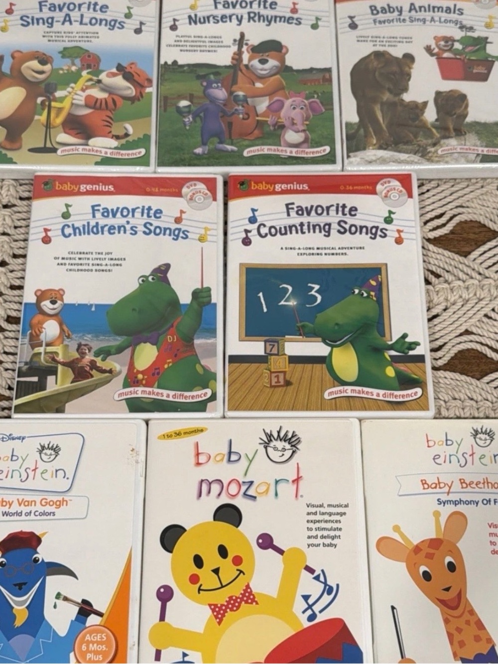 Baby Einstein Baby Genius DVD Lot Bundle of 8 (4 New) Music Singing Animals